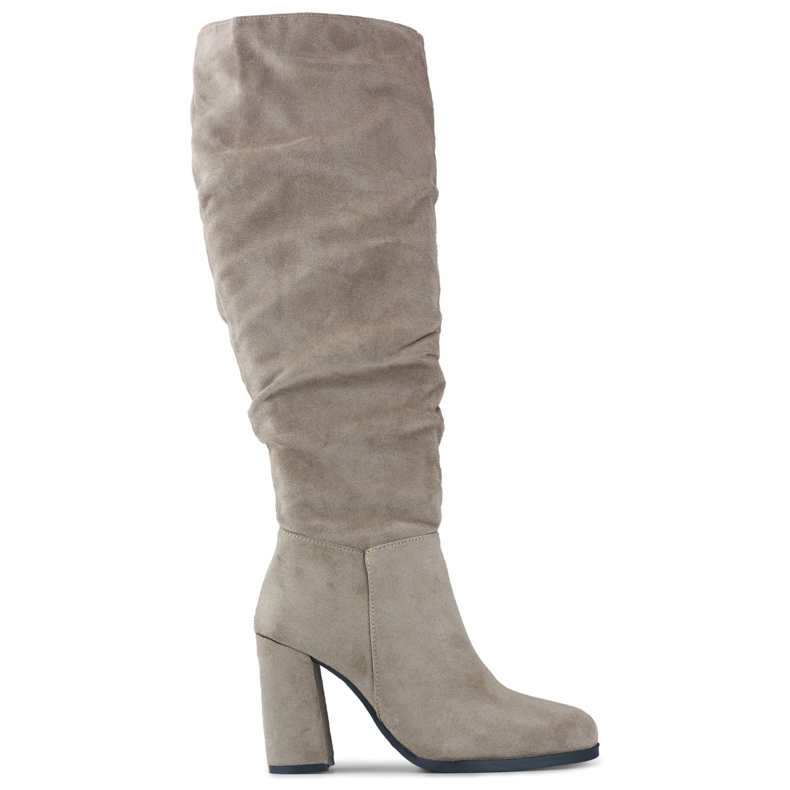 Stivali da donna in camoscio, beige scuro