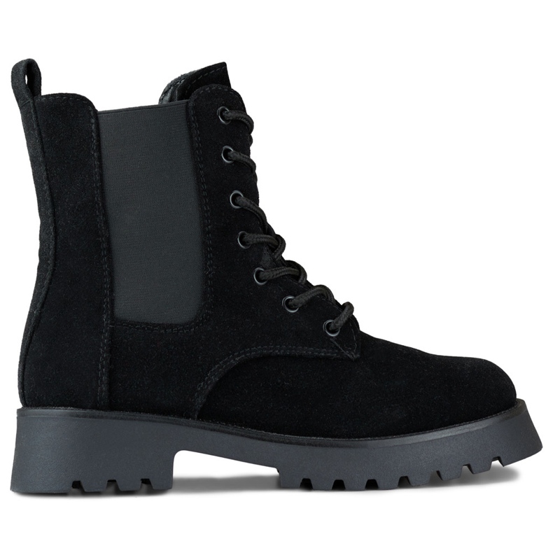 Stivaletti Chelsea da donna stringati in pelle scamosciata Klara nero