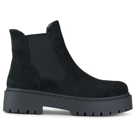 Stivaletti Chelsea da donna in pelle scamosciata con suola spessa nero
