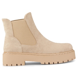 Stivaletti Chelsea da donna in pelle scamosciata con suola spessa beige