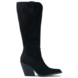 Stivali texani da donna in camoscio nero