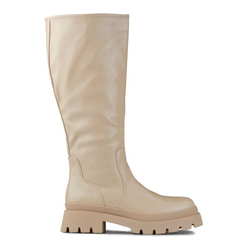Stivali beige con tomaia ampia
