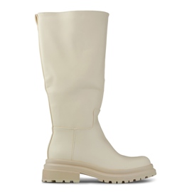 Stivali beige con tomaia ampia in ecopelle