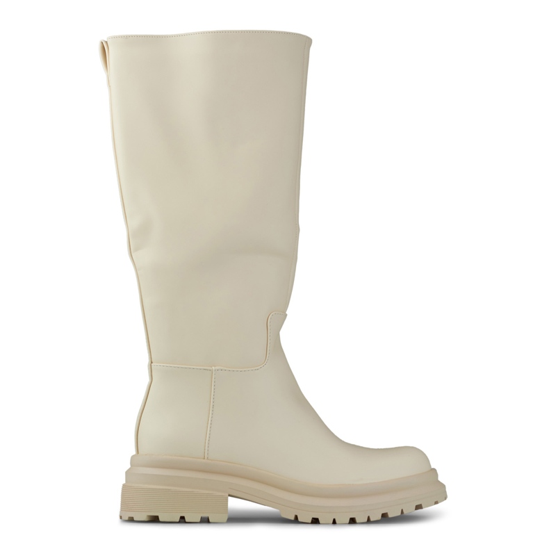 Stivali beige con tomaia ampia in ecopelle