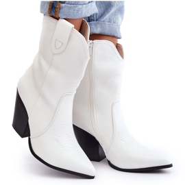 Stivali Cowboy con Tacco Alto da Donna Bianco Melaitia