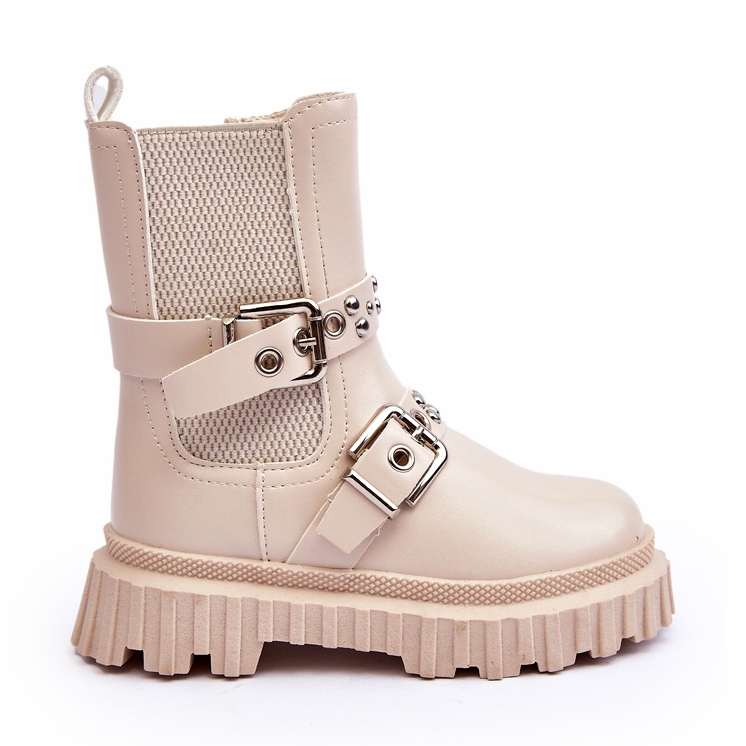 Stivaletti beige con cerniera da ragazza di Adeneia