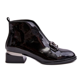 Vinceza Stivali con tacco basso da donna in pelle verniciata, isolanti, chiusura nera nero