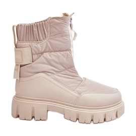 Vinceza Stivali da neve Hixe beige chiaro da donna con cerniera isolati con pelliccia