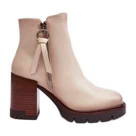 Vinceza Stivaletti in pelle da donna Beige Brittney