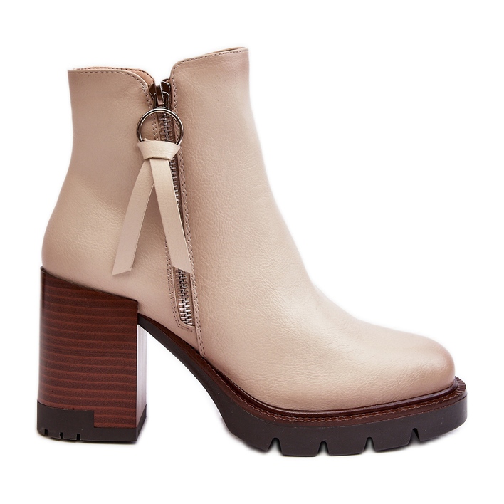 Vinceza Stivaletti in pelle da donna Beige Brittney