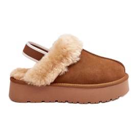 Pantofole Da Donna Con Plateau E Pelliccia Cammello Sophienne marrone