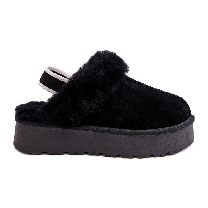 Pantofole con plateau da donna Sophienne nere con pelliccia nero