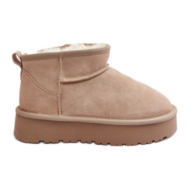 Stivali da neve bassi in pelle scamosciata alla moda Nucca beige chiaro