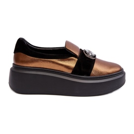 Scarpe da Donna in Pelle con Plateau Con Decorazione Laura Messi 2697/744-300 Oro d'oro