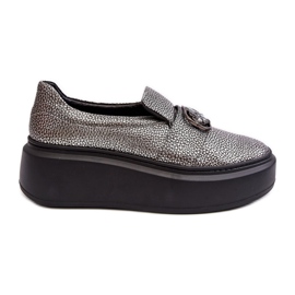 Scarpe da Donna in Pelle con Plateau Con Decorazione Laura Messi 2697/810 Argento d'argento