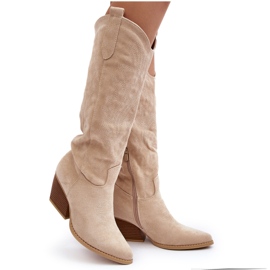 Stivali da cowboy beige chiaro da donna di Sloana
