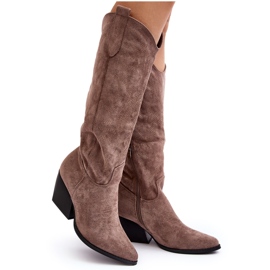 Stivali da cowboy beige scuro da donna di Sloana
