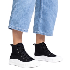 Sneakers alte nere con plateau di Guerrino nero