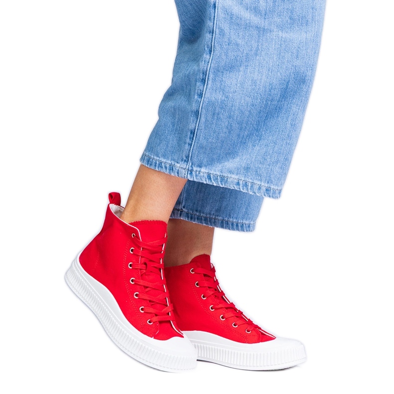 Sneakers rosse con plateau di Guerrino rosso