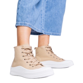 Sneakers platform beige scuro di Guerrino