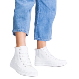 Sneakers alte bianche con plateau di Guerrino bianca
