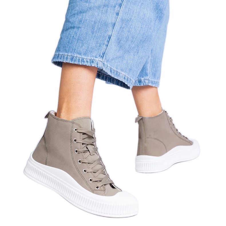 Sneakers alte verdi con plateau di Guerrino verde