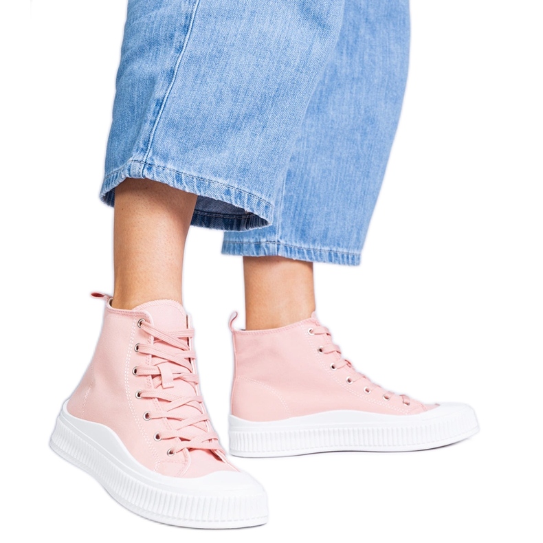 Sneakers rosa Guerrino con plateau alto