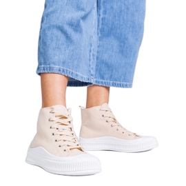 Sneakers con plateau beige di Guerrino