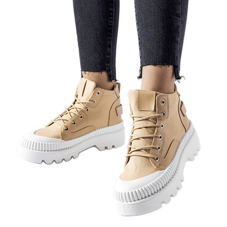 Inna Sneaker Grotta con plateau beige scuro