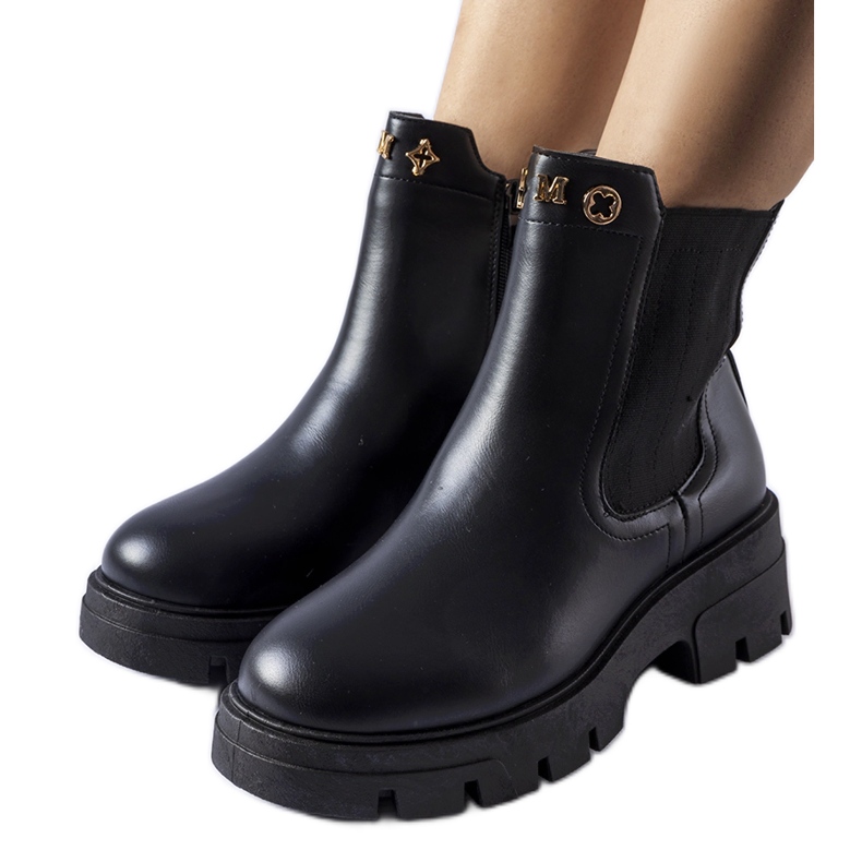 Stivaletti Federica decorativi isolanti neri nero