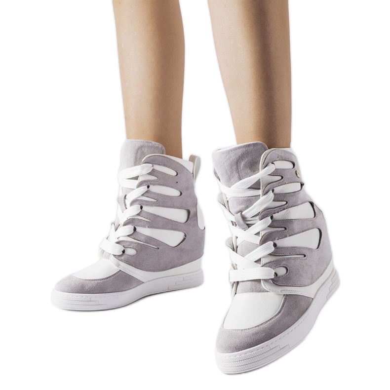 Sneakers con zeppa Pantaleone bianche e grigie grigio