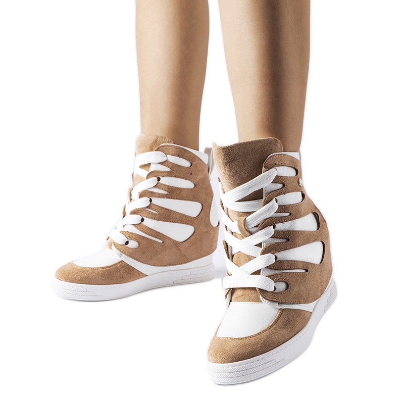 Sneakers con zeppa bianche e beige di Pantaleone