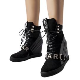 Sneakers Pugliesi nere con tacco alto nero