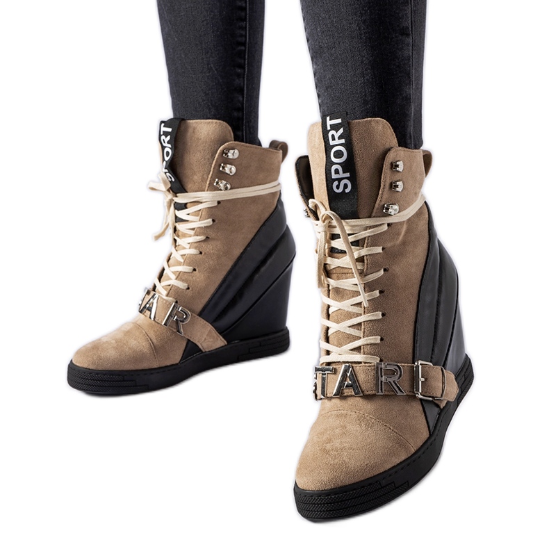 Sneakers con zeppa Pugliesi marroni e nere marrone