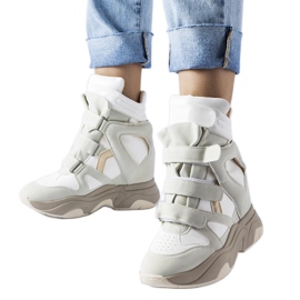 Sneakers con zeppa bianche e menta di Novarese bianco
