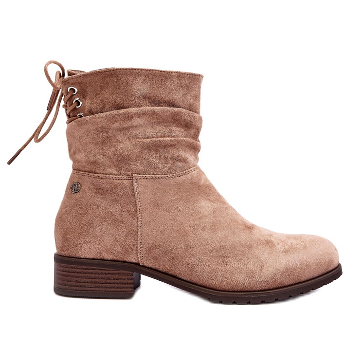 Evento Stivaletti piatti da donna in calda pelle scamosciata, Beige