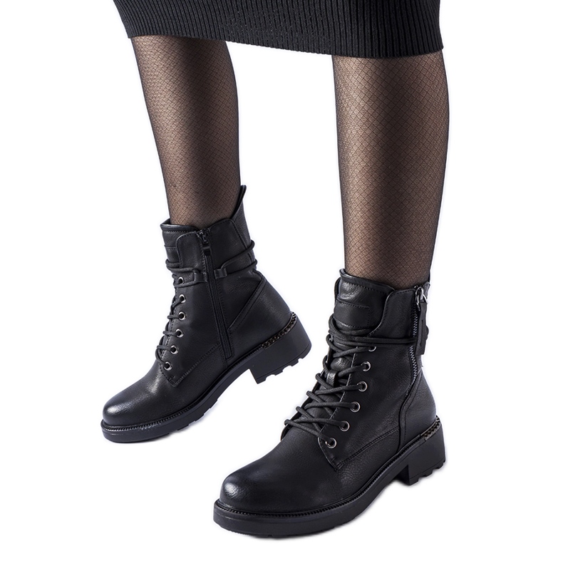 Stivaletti neri con cerniera decorativa Emarese nero