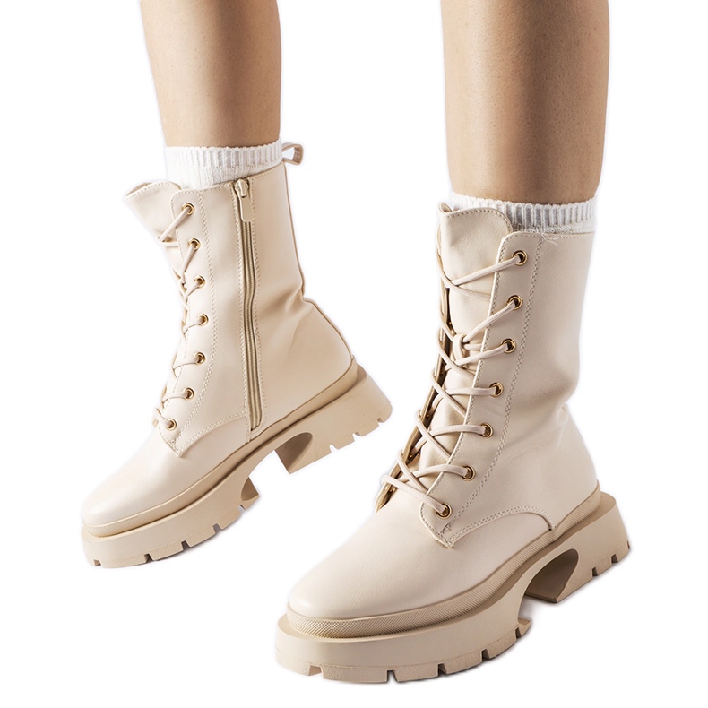 Stivaletti stringati isolanti beige di Aeroporto