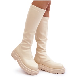 Stivali Platform Da Donna Con Cerniera GOE MM2N4067 Beige Chiaro