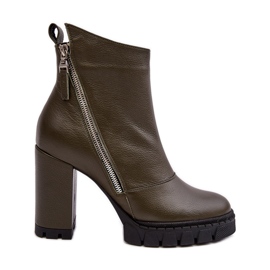 Stivali alla moda con tacco alto in pelle Laura Messi 2509 Verde scuro