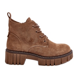Sergio Leone Stivaletti stringati isolanti in pelle scamosciata, Beige scuro, Bjorg