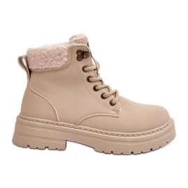 Stivali Da Donna In Pelle Con Montone, Beige Chiaro, Lynnvia