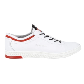 Polbut Scarpe sportive casual da uomo in pelle K23, bianche con rosso bianca