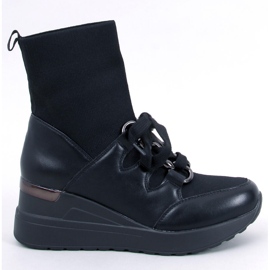 Kaye Stivaletti con zeppa neri con tomaia elastica nero
