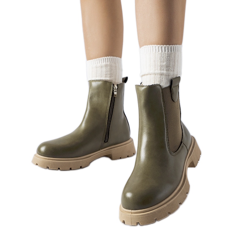 Stivaletti verdi con suola beige Giacinta verde