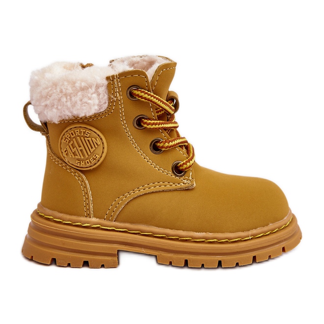 Stivali con cerniera Trappers per bambini Camel Marialee con pelle di pecora marrone