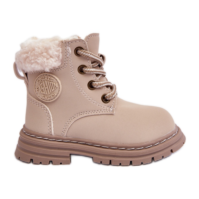 Stivali Trapper per bambini con cerniera e pelle di pecora Beige Marialee