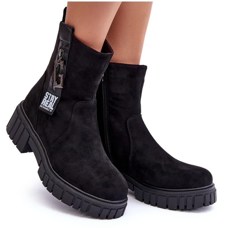 Stivali da donna in pelle scamosciata nera nero