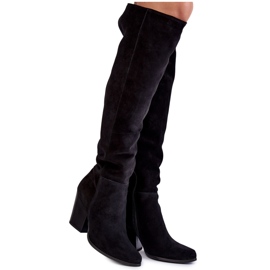 Lewski Shoes Stivali alti alla coscia in pelle scamosciata da donna Lewski 2833 neri nero