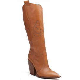 Marco Shoes Stivali texani da donna marroni Marco 1399K con laser marrone